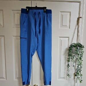 Womens Adar Blue Scrub Jogger Pants Size Large